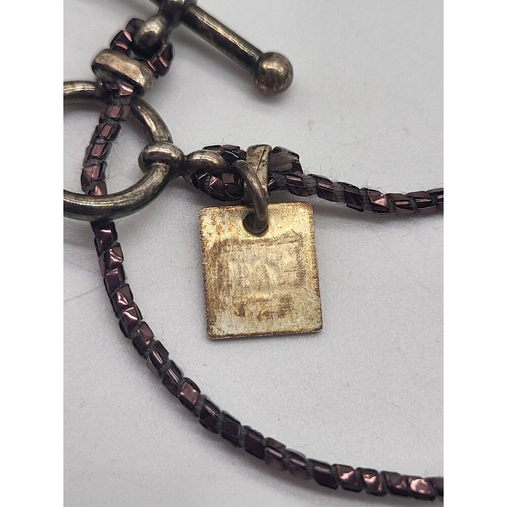 Yummi Heart Pendant Necklace VTG Art Glass Pink Sterling Silver Toggle Clasp 16" - Picture 8 of 10